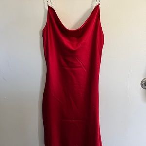 NEW Red Slip Dress with Diamond Straps